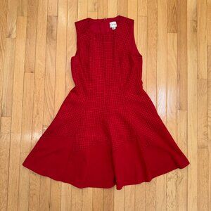 Reiss Textured Fit & Flare Dress – Size US 10 – Red
